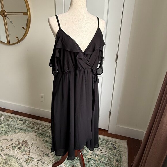 Torrid Black Mini Chiffon Wrap Dress Size 2 (2XL) - Picture 2 of 8